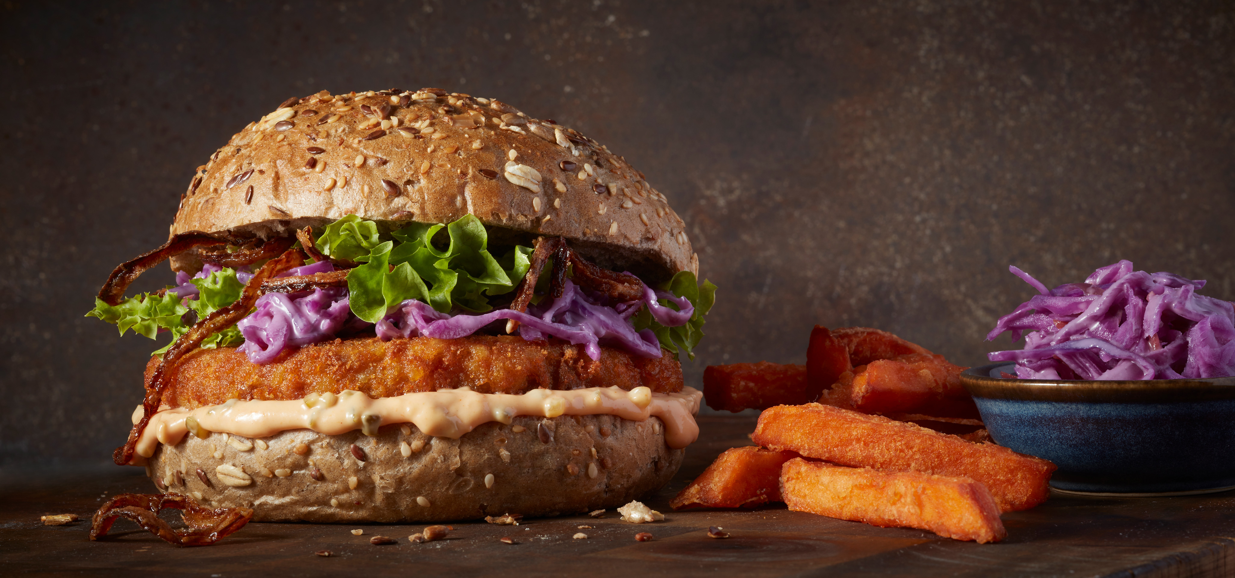 wernsing, potato burger, suesskartoffelpommes stimmungsbild, moodfoto